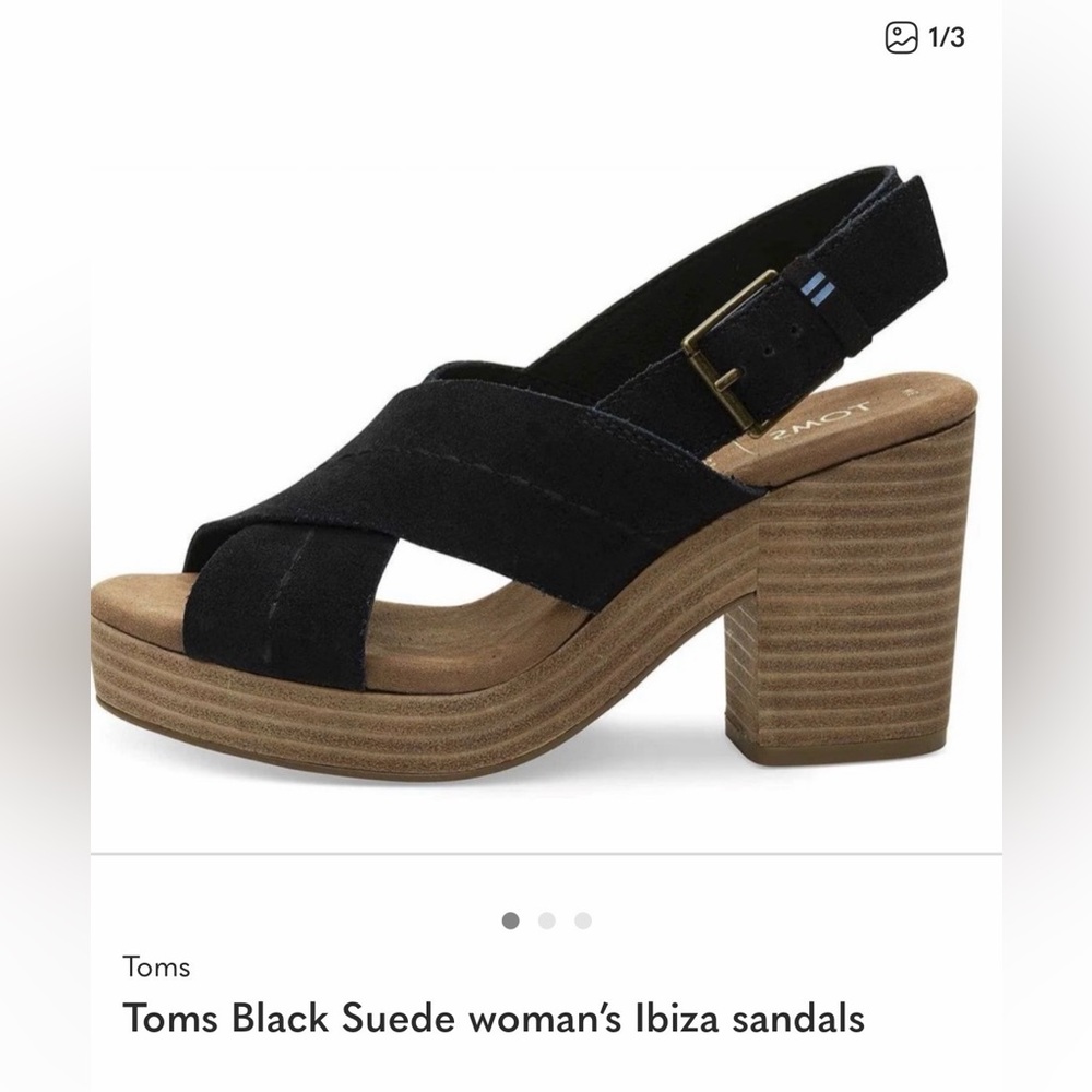 Toms Women's Ibiza Black Wedge Sandals